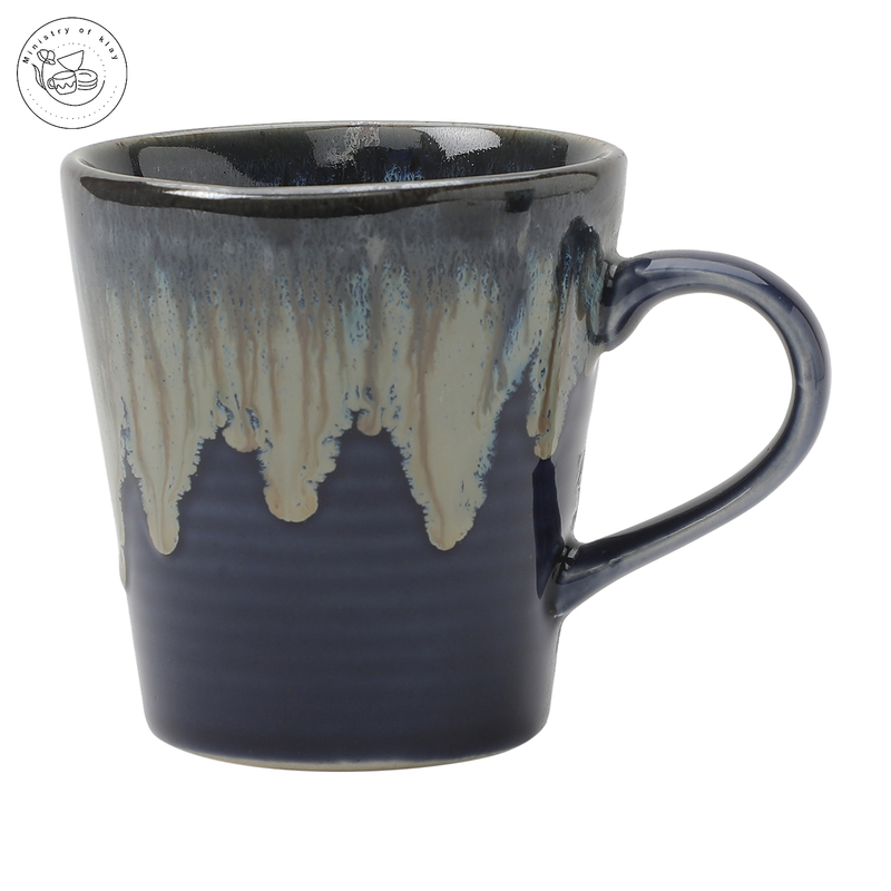 Ministry Of Klay Blue White Flow Ceramic Coffee Mugs / Microwave Safe, Set of 2, 300ml each